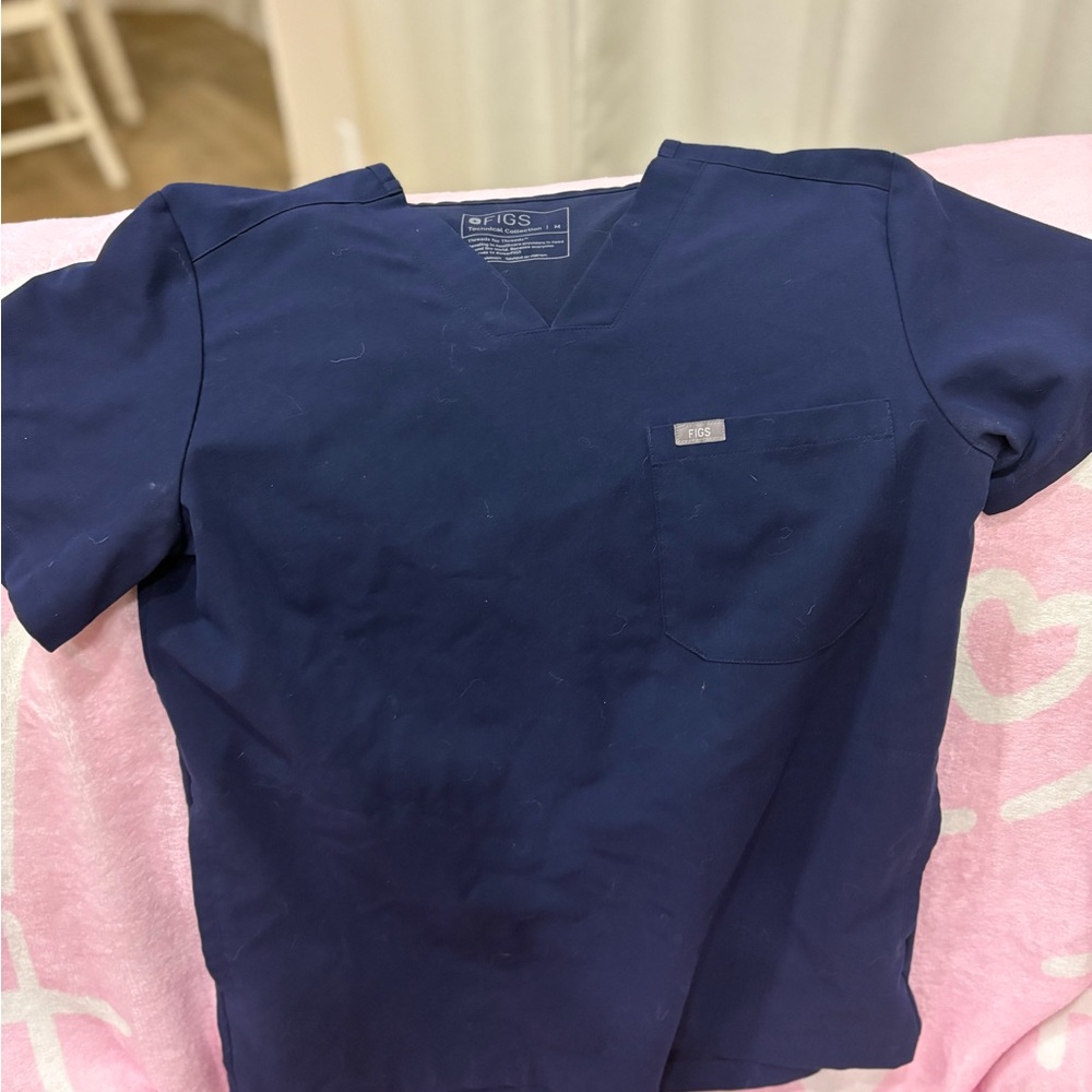 Figs Navy Blue Short Sleeve ScrubTop